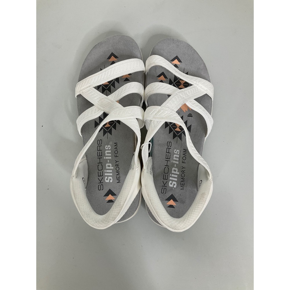 Skechers Slip-ins Reggae Cup My Bestie White Strappy Sandals Womens 10 163544 - Picture 5 of 9